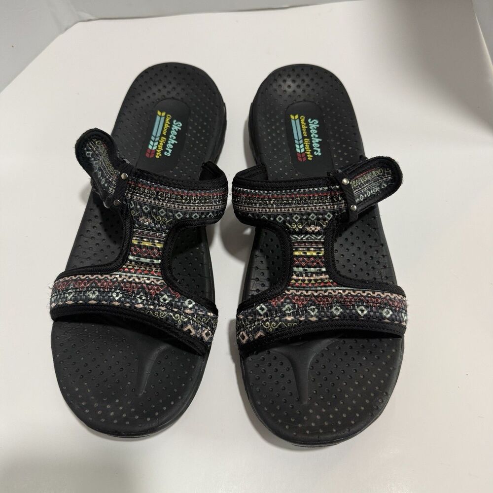 Skechers Outdoor Lifestyle Adjustable Slip On Black Sandals Shoes Women’s Size 9